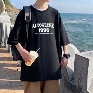 T3323P25落肩款宽松T恤克莱因蓝T 仓库一件起正常配送中男港风T恤图片