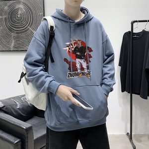 L1561P45春装中性情侣大码加厚印花卫衣潮流港风连帽宽松休闲帽衫图片
