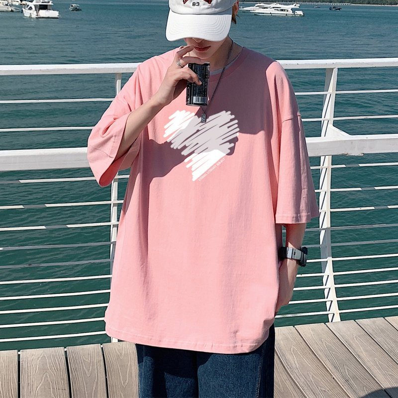 T3467P25男港风T恤落肩款宽松T恤克莱因蓝T圆领印花T恤正常配送中,男装T恤,星座510A-1