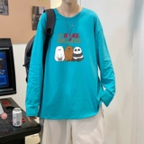 C2834P30男长袖t恤春季打底衫长袖纯棉春季港风印花宽松潮流上衣，男装T恤，星座510A-1