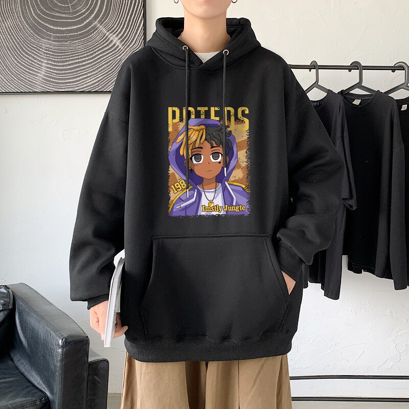 LD5671P38美式复古印花卫衣男连帽高街潮牌潮流运动休闲宽松学生，男装卫衣，星座510A-1