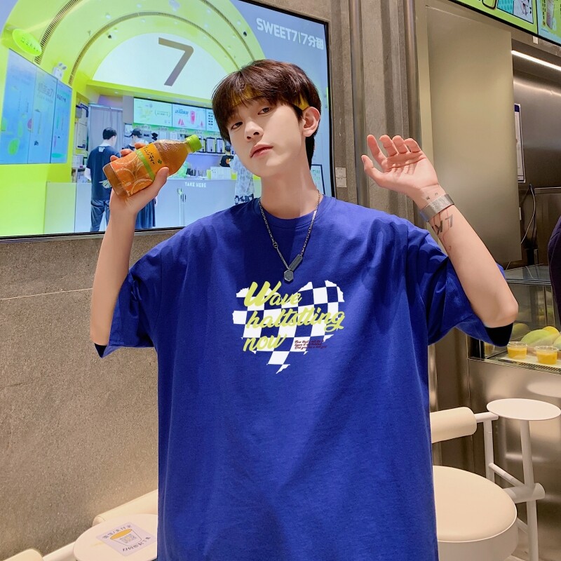 T3410P25字母印花宽松短袖t恤韩版ins半袖上衣已爆夏装新款潮牌，男装T恤，星座510A-1