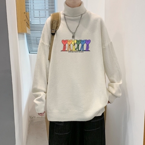 MG2804P65男休闲百搭潮牌2022年新款bf慵懒风高领毛衣简约针织衫图片
