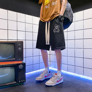 DN3808P45 港风 牛仔短裤男宽松休闲韩版日系港风潮牌工装短裤男图片