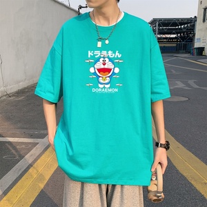 T3464P25男港风T恤落肩款宽松T恤克莱因蓝T圆领印花T恤正常配送中图片