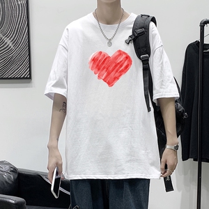 T1685P25 港风 100%棉 2022新款短袖T恤男印花青春休闲图片