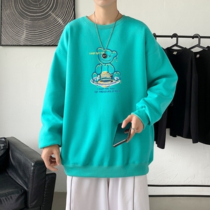 Y2476P38秋季新款港风印花圆领卫衣男潮宽松帅气百搭休闲外套图片