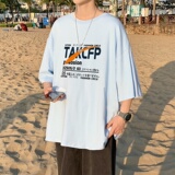 T3355仓库一件起正常配送中男港风T恤落肩款宽松T恤克莱因蓝T，男装T恤，星座510A-1
