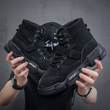 X2436P39秋季新款高帮马丁靴英伦风中帮百搭工装沙漠潮鞋潮流男靴，男鞋马丁靴，星座614-1