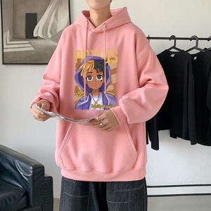 LD5671P38高街潮牌潮流运动休闲宽松学生美式复古印花卫衣男连帽图片