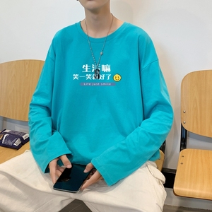 C2618P30男长袖t恤秋季打底衫长袖纯棉秋季港风印花宽松潮流上衣图片