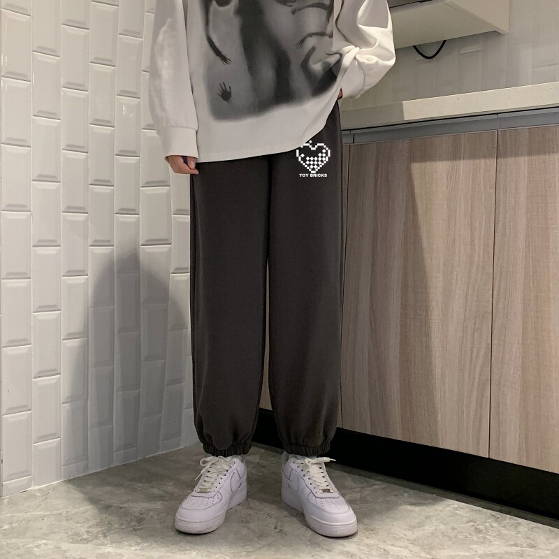 KD3457长裤2022春夏新款港风长麦穗裤绳裤拼接休闲裤小脚卫裤,男装休闲裤,星座510A-1