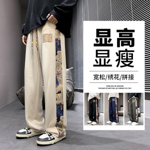K7932P32男生高街帅气小熊运动裤美式卫裤潮牌直筒阔腿休闲长裤图片
