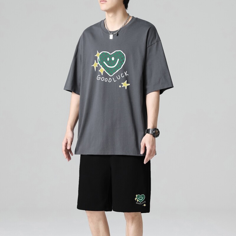 TZ3503轻奢时尚感男士短袖t恤男夏季薄款潮牌短裤休闲运动套装,男装休闲套装,星座510A-1