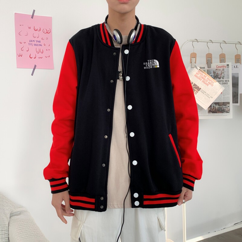 BQ3223P75港风潮牌休闲宽松夹克男潮胸前小标印花棒球服外套男,男装夹克,星座510A-1