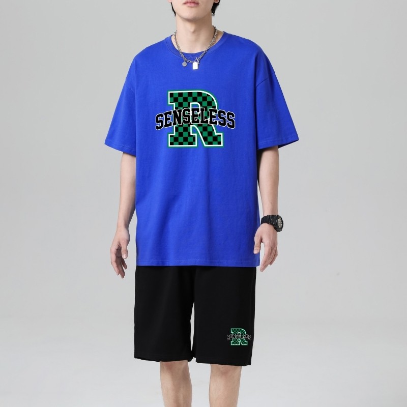 TZ3515夏季薄款潮牌短裤休闲运动套装轻奢时尚感男士短袖t恤男，男装休闲套装，星座510A-1