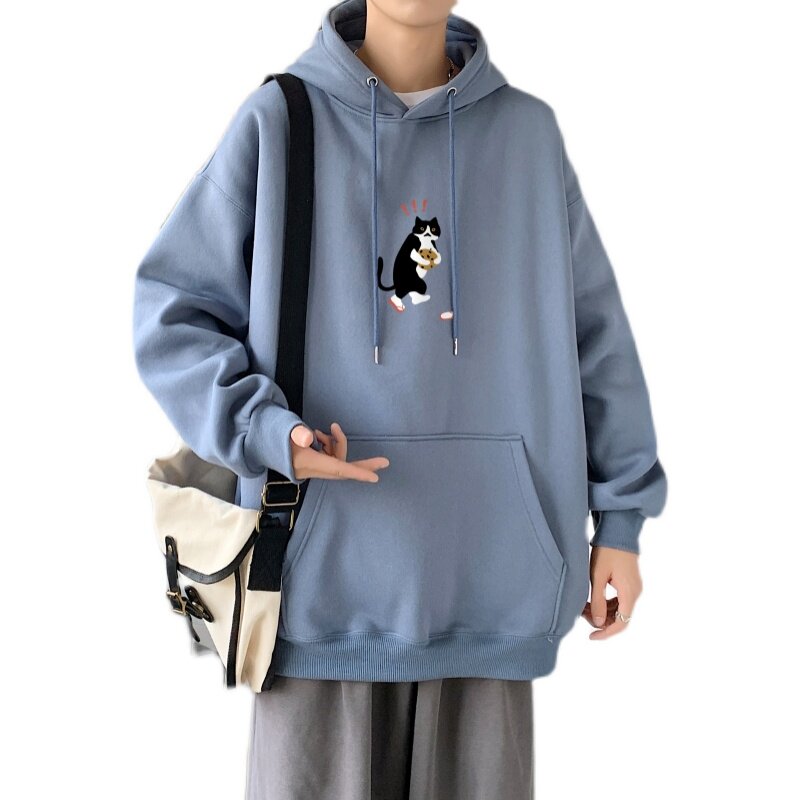 L2886P65港风模特2022冬季男卫衣秋新款加绒加厚连帽套头印花卫衣,男装卫衣,星座510A-1