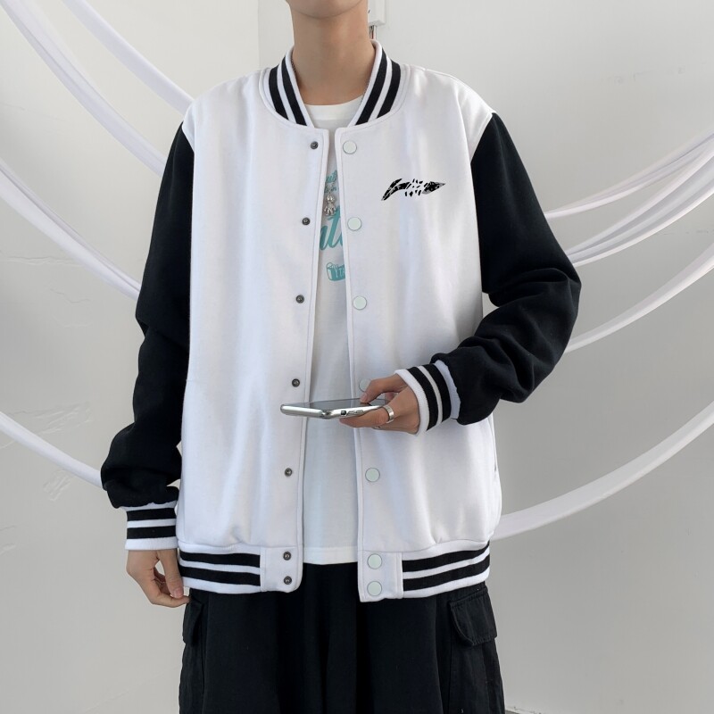 BQ3227P75港风潮牌休闲宽松夹克外套男男潮胸前小标印花棒球服图片