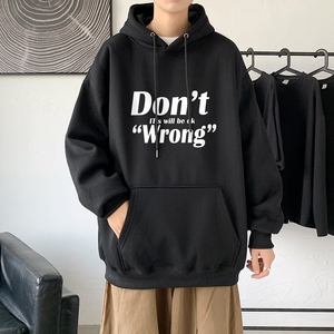 LD5677P38轻熟风字母印花连帽卫衣男小清新潮流ins帽衫春秋季加套
