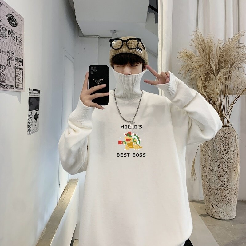 MG2996P65秋冬季潮流百搭高领毛衣男内搭打底衫潮牌ins纯色针织衫,男装针织衫/毛衣,星座510A-1