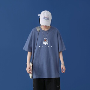T2298P25中性模特短袖ins潮牌潮流薄款衣服港风宽松圆领半袖体恤图片