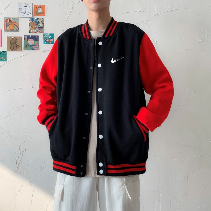 BQ3225P75男潮胸前小标印花棒球服外套男港风潮牌休闲宽松夹克,男装夹克,星座510A-1