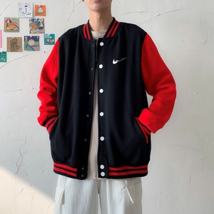BQ3225P75男潮胸前小标印花棒球服外套男港风潮牌休闲宽松夹克