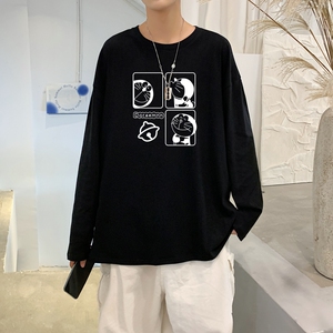C2705P30男长袖t恤秋季打底衫长袖纯棉秋季港风印花宽松潮流上衣图片