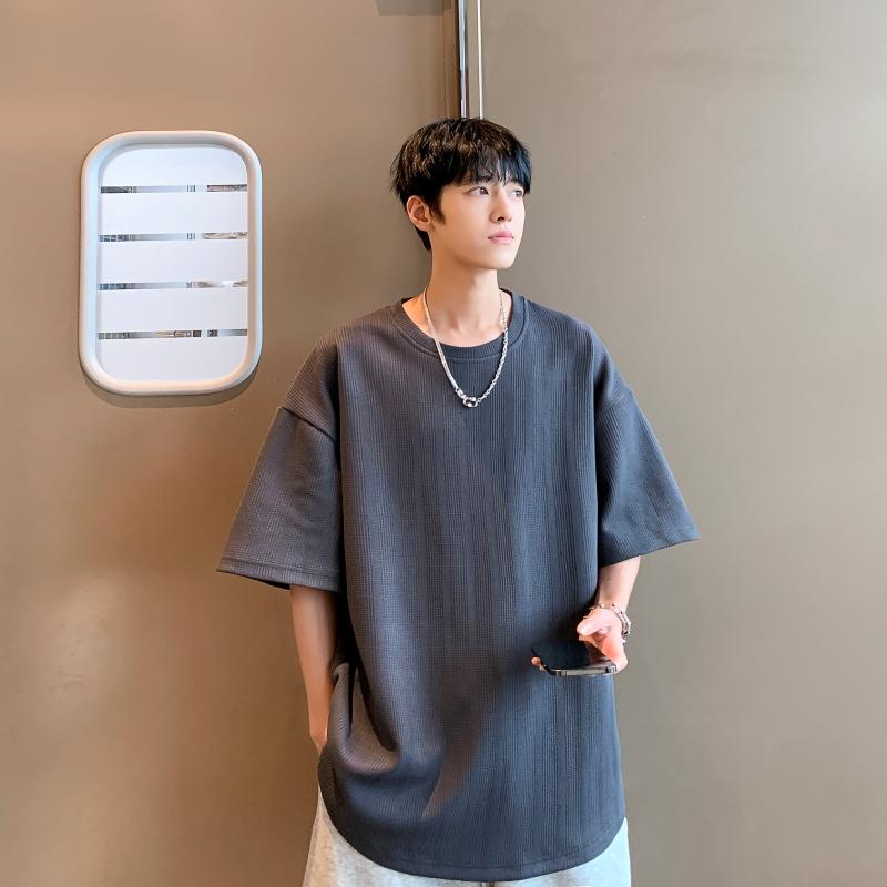 TS8134特P17肌理感短袖男夏季t恤韩版潮流高级感痞帅重磅五分袖,男装T恤,星座510A-1