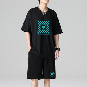 TZ3508短袖t恤男夏季薄款潮牌短裤休闲运动套装轻奢时尚感男士图片
