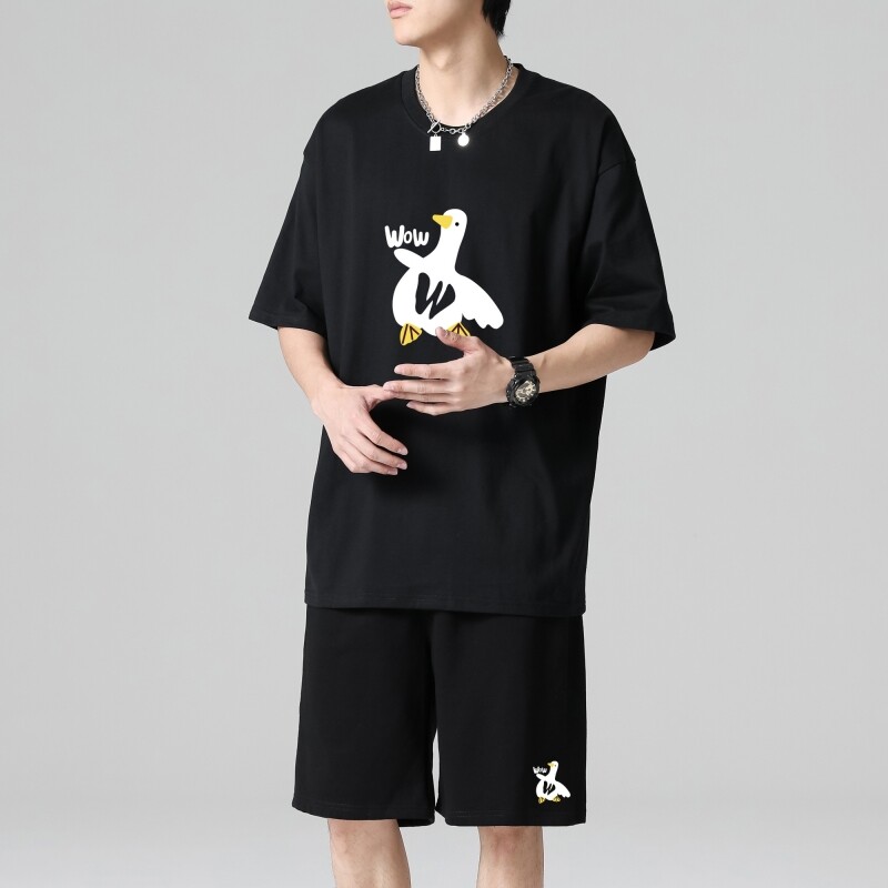 TZ3885轻奢时尚感男士短袖t恤男夏季薄款潮牌短裤休闲运动套装,男装休闲套装,星座510A-1