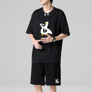 TZ3885轻奢时尚感男士短袖t恤男夏季薄款潮牌短裤休闲运动套装图片