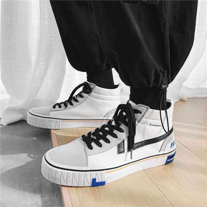 X1422P55春季新款高帮帆布鞋男鞋青少年潮流韩版百搭ins学生板鞋，男鞋帆布鞋，星座614-1