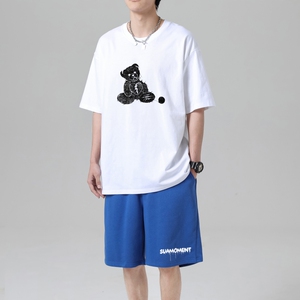 TZ3504休闲运动套装轻奢时尚感男士短袖t恤男夏季薄款潮牌短裤图片
