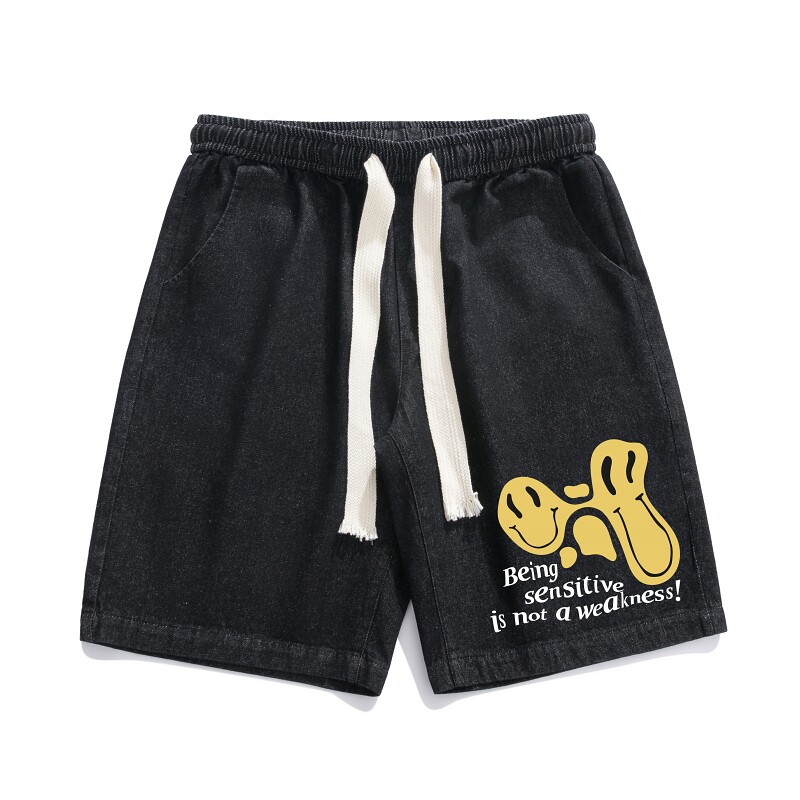 DN3909浴室景牛仔短裤男宽松休闲韩版日系港风潮牌工装短裤男,男装牛仔裤,星座510A-1