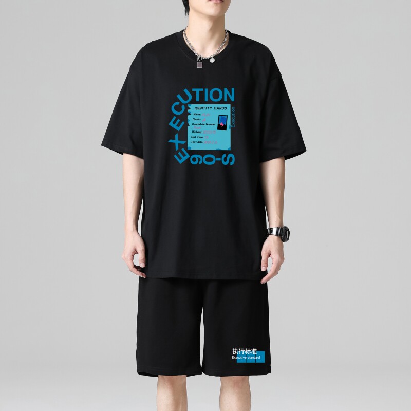 TZ3514休闲运动套装轻奢时尚感男士短袖t恤男夏季薄款潮牌短裤,男装休闲套装,星座510A-1