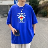 T3464P25男港风T恤落肩款宽松T恤克莱因蓝T圆领日系卡通印花T恤，男装T恤，星座510A-1