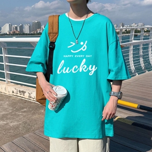 T3327P25男港风T恤落肩款宽松T恤克莱因蓝T 仓库一件起正常配送中图片