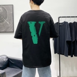 T1624P28港风室内大V字母印花圆领T恤加大加肥港风模特宽松T恤，男装T恤，星座510A-1