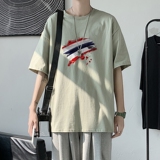 T1686P25港风100%棉2022新款短袖T恤男印花青春休闲，男装T恤，星座510A-1