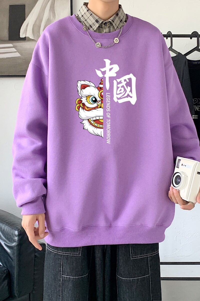 Y2414P38港风21秋季新款动漫圆领卫衣男潮流宽松青少年休闲外套,男装卫衣,星座510A-1
