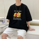 T3582已爆男港风T恤落肩款宽松T恤克莱因蓝T圆领卡通印花T恤，男装T恤，星座510A-1