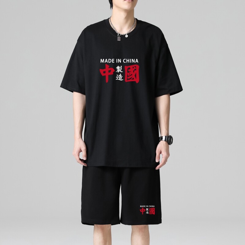 TZ3516男夏季薄款潮牌短裤休闲运动套装轻奢时尚感男士短袖t恤,男装休闲套装,星座510A-1