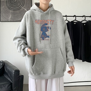 L2556P48秋季上新休闲连帽百搭韩潮外套卫衣男情侣装连帽卫衣图片