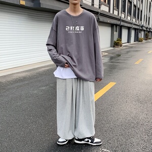 C2619P30长袖t恤男ins潮牌男生体恤宽松打底衫内搭上衣服春衣纯棉图片