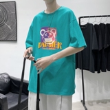 T1734P25港风100%棉2022新款短袖T恤男潮牌小熊印花青春休闲，男装T恤，星座510A-1