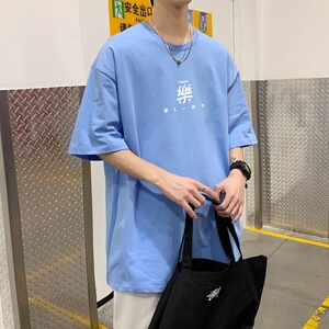 T3301P25复古短袖T恤男港风T恤落肩款夏季潮流学生港风宽松欧美图片