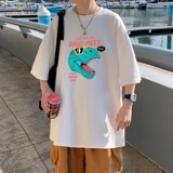 T3356P25男港风T恤仓库一件起正常配送中落肩款宽松T恤克莱因蓝T，男装T恤，星座510A-1