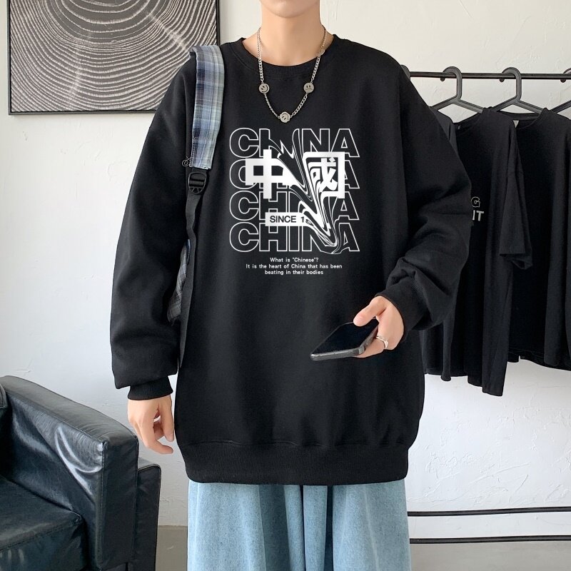 Y2754P38秋季男士bf宽松卫衣港风卫衣新款圆领韩版潮流衣服,男装卫衣,星座510A-1