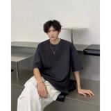 TB8405特P17短袖男T恤菠萝格圆弧下摆休闲学生纯色百搭半袖，男装T恤，星座510A-1